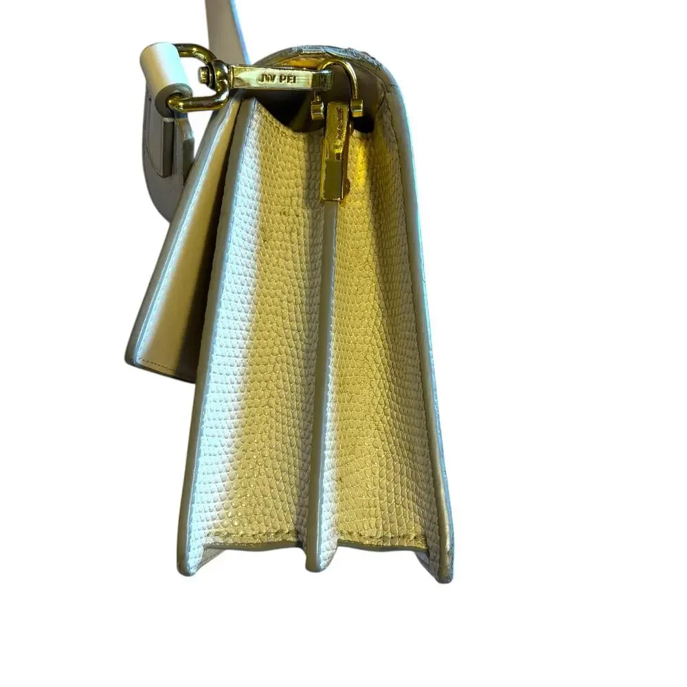 JW Pei Croc-Embossed Crossbody Bag Ivory Vegan Leather Minimalist Modern Classic - Picture 7 of 10